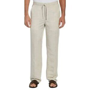 Cubavera Mens Large Linen Beige Straight Leg Drawstring Pant Coastal Preppy